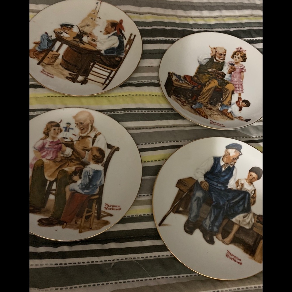 Norman Rockwell set of four 6.5” plates.